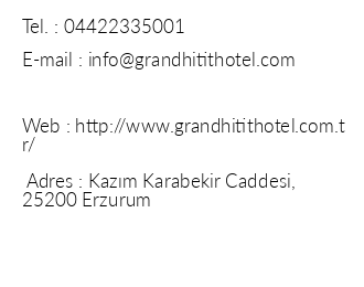 Grand Hitit Hotel iletiim bilgileri